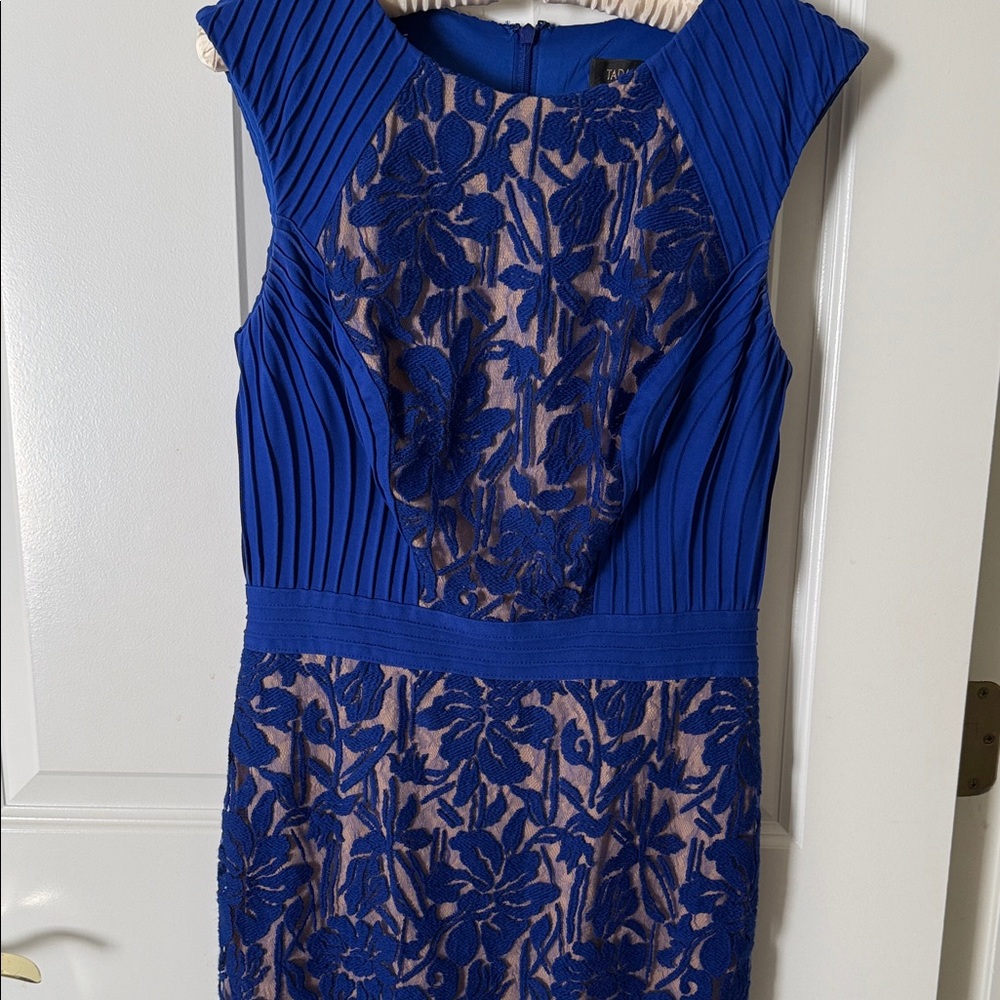 Tadashi Shoji Royal Blue Floral Backless Dress